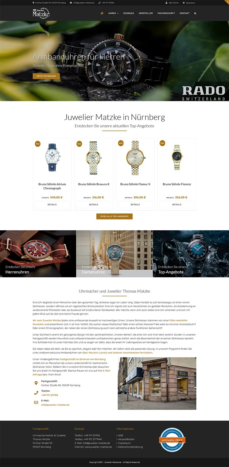 Juwelier Matzke Onlineshop - Screenshot Fullsize Startseite