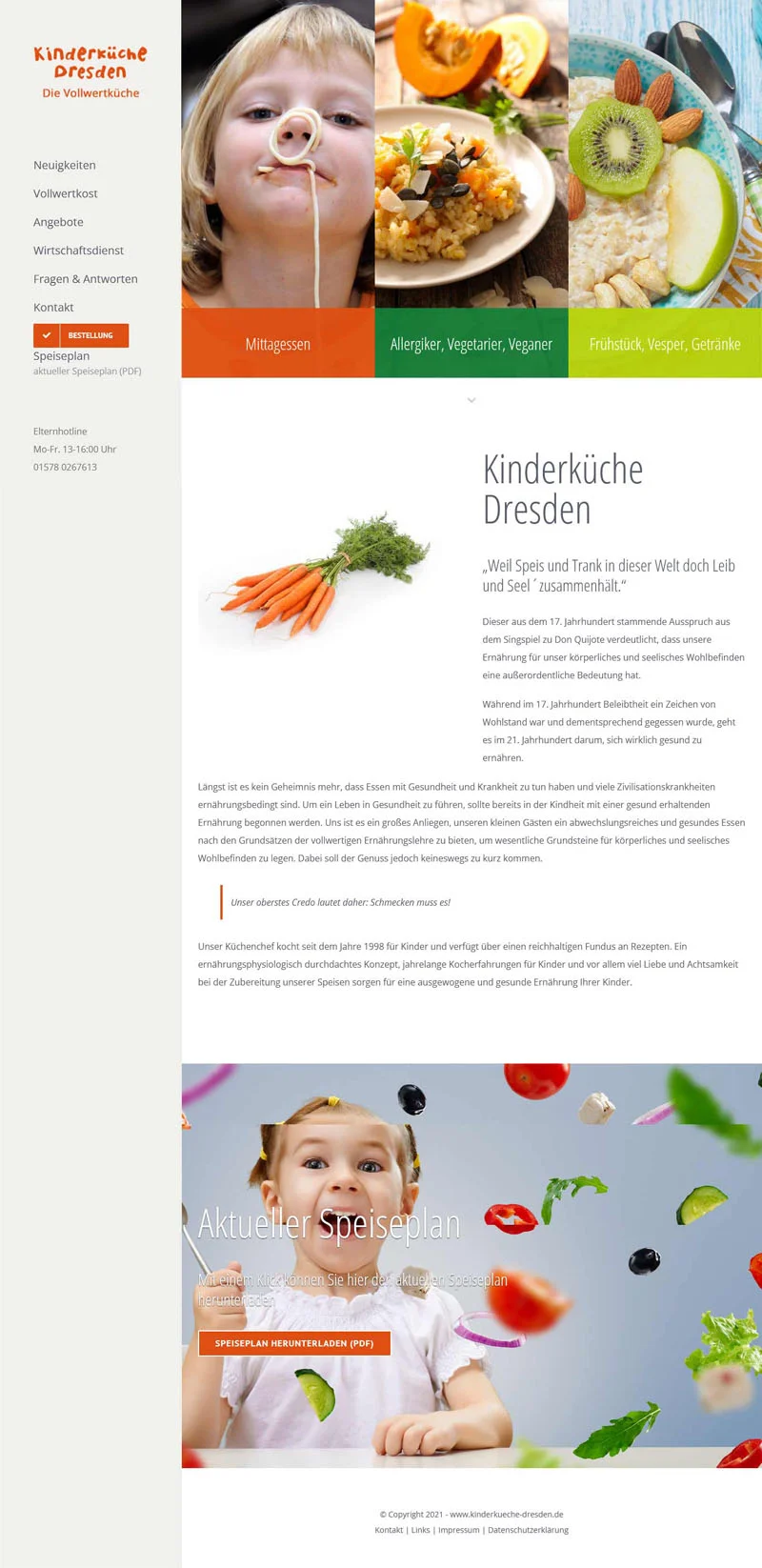 Kinderküche Dresden - Screenshot Fullsize Startseite