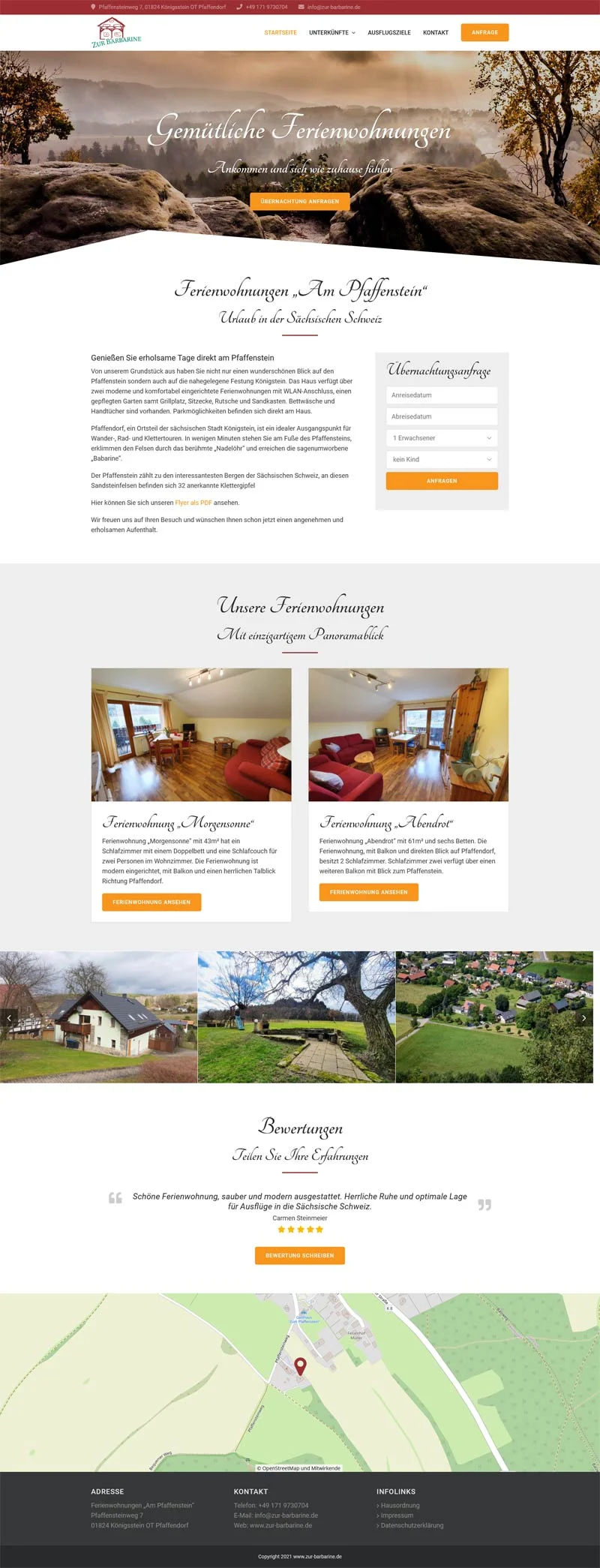 Zur Barbarine - Screenshot Fullsize Startseite