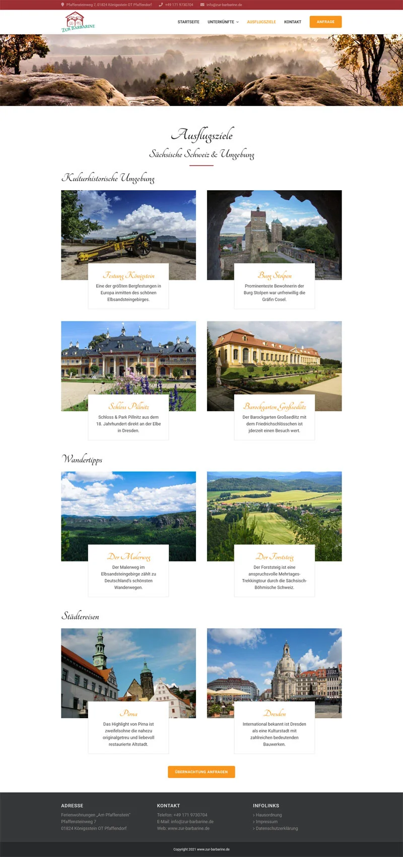 Zur Barbarine - Screenshot Fullsize Unterseite