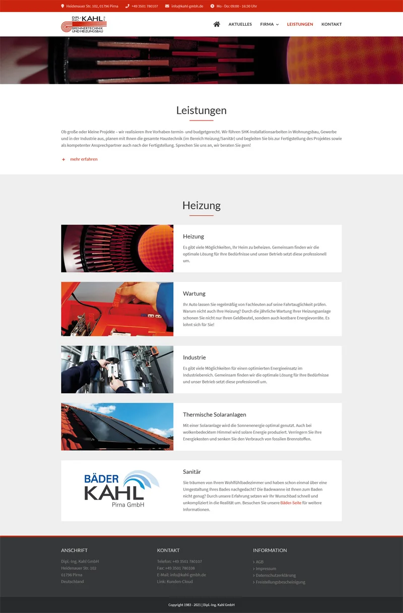 Dipl.-Ing. Kahl GmbH - Screenshot Fullsize Unterseite