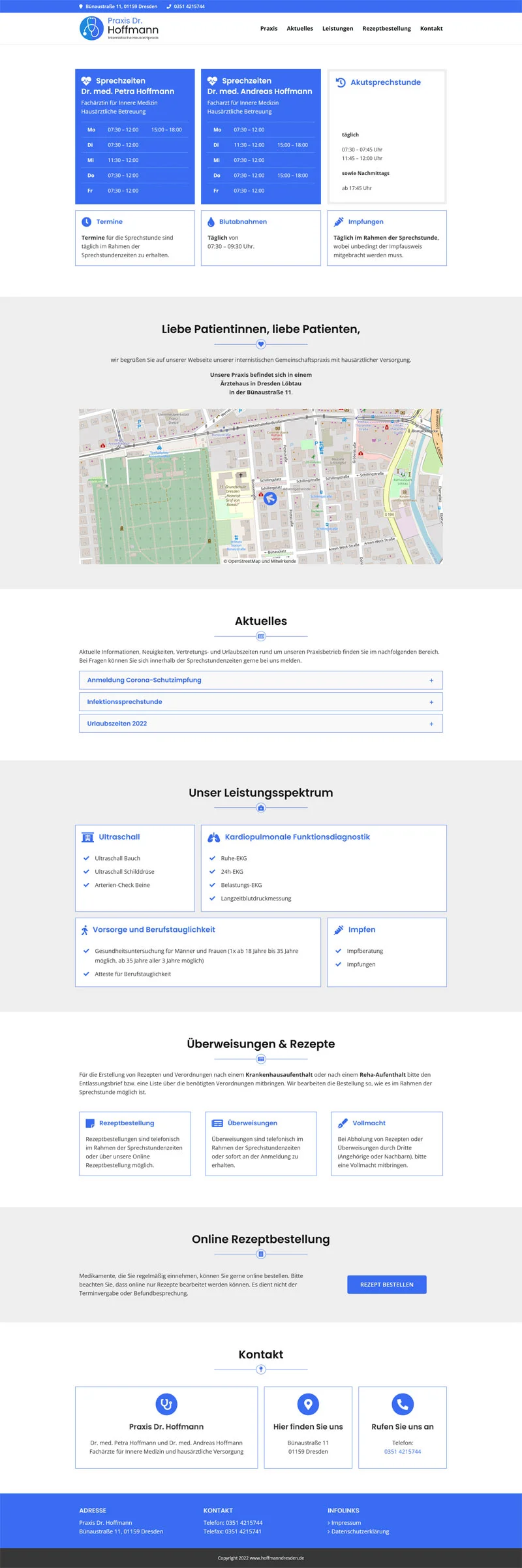 Praxis Dr. Hoffmann - Screenshot Fullsize Startseite