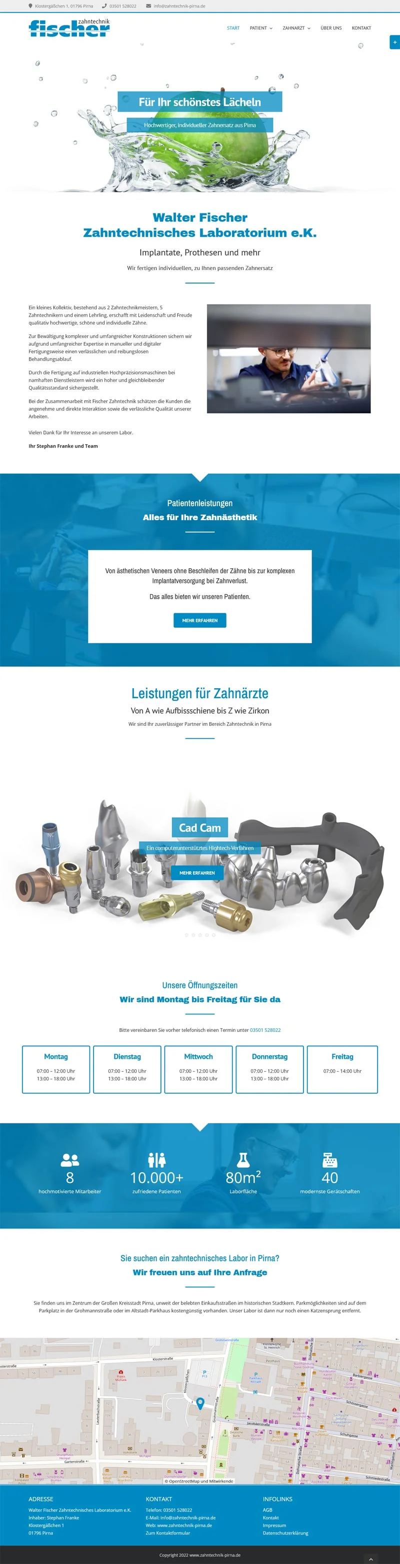Zahntechnik Fischer aus Pirna - Screenshot Fullsize Startseite