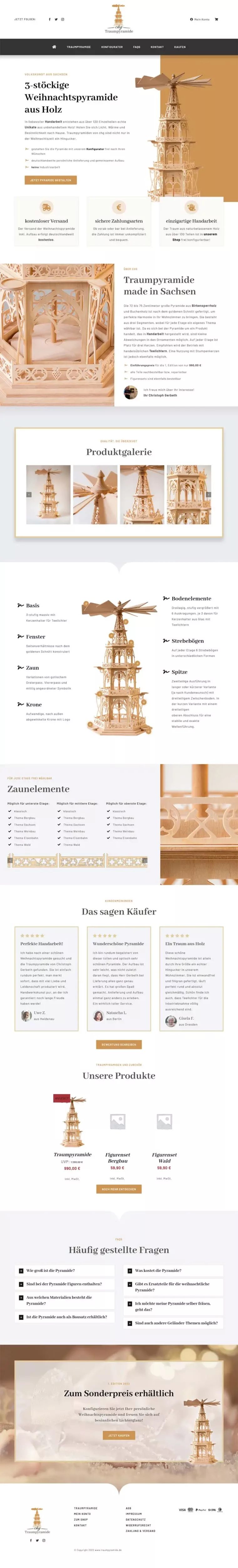 Onlineshop Traumpyramide - Screenshot Fullsize Startseite