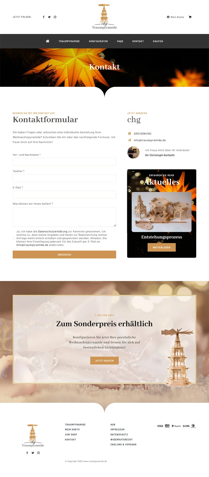 Onlineshop Traumpyramide - Screenshot Fullsize Unterseite
