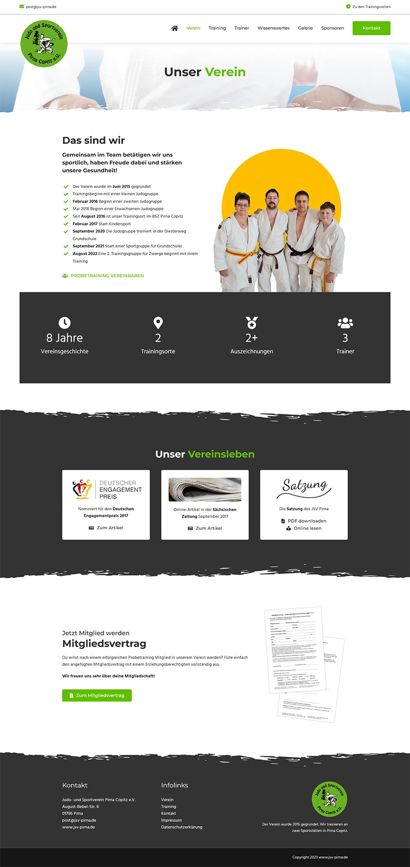 Judo und Sportverein Pirna Copitz e.V. - Screenshot Fullsize Unterseite