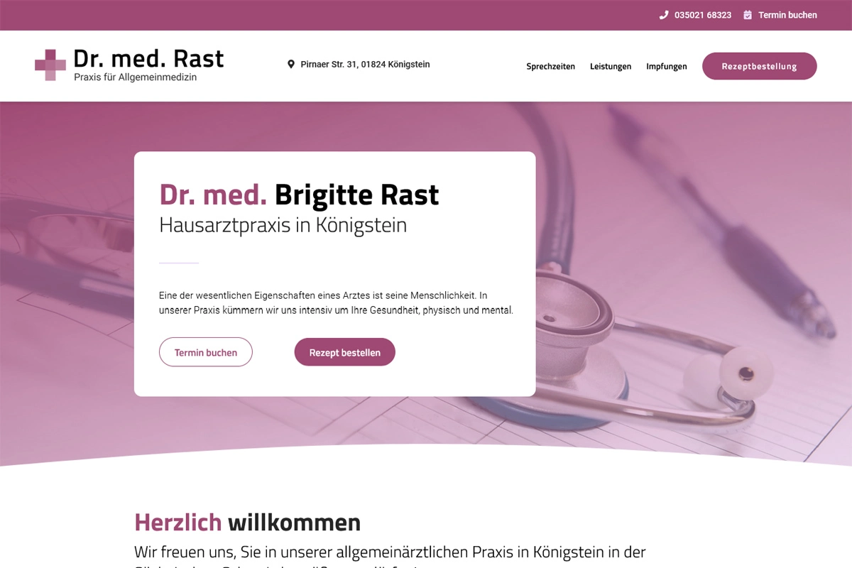Hausarztpraxis Dr. Rast aus Königstein - Screenshot Desktop - Blog
