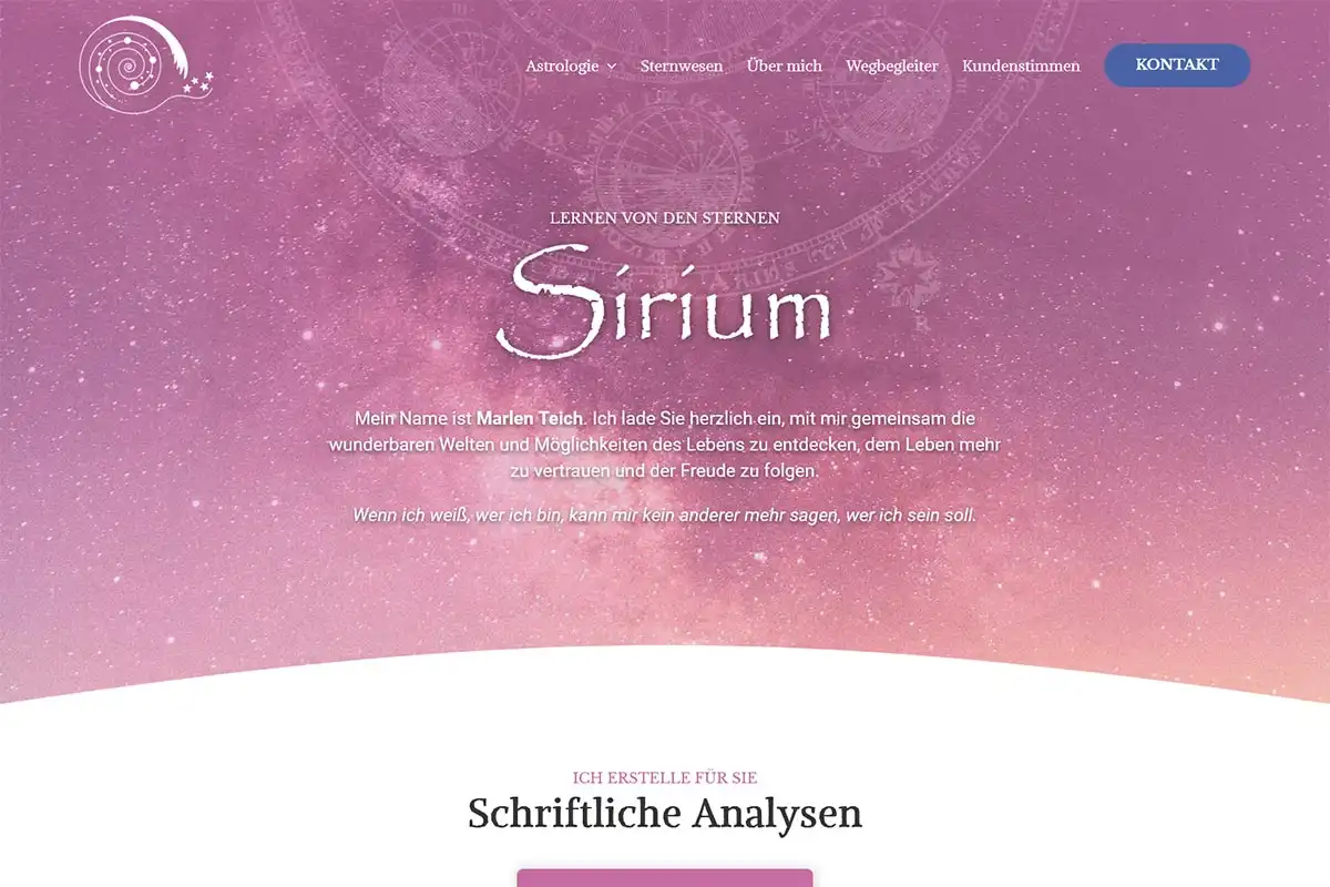 Sirium - Lernen von den Sternen - Screenshot Desktop - Blog