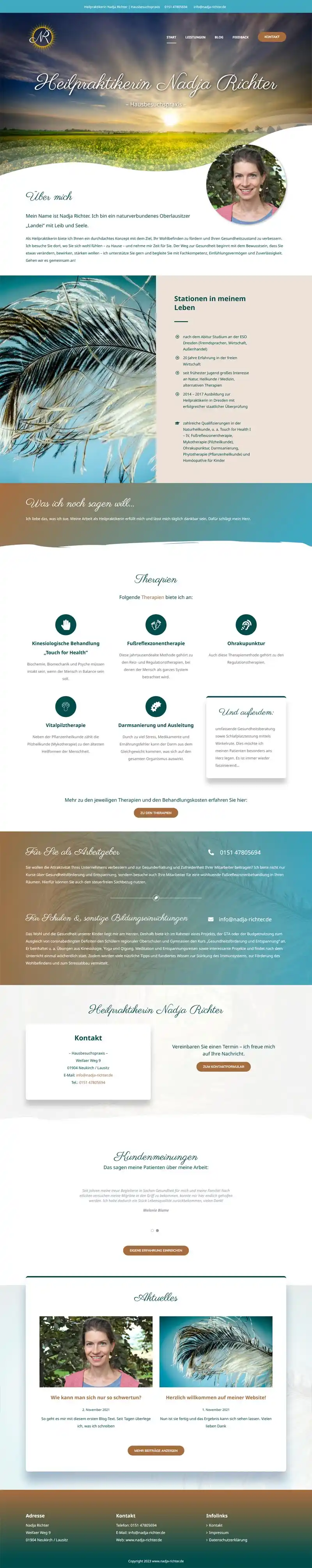 Naturheilpraktikerin Nadja Richter - Screenshot Fullsize Startseite