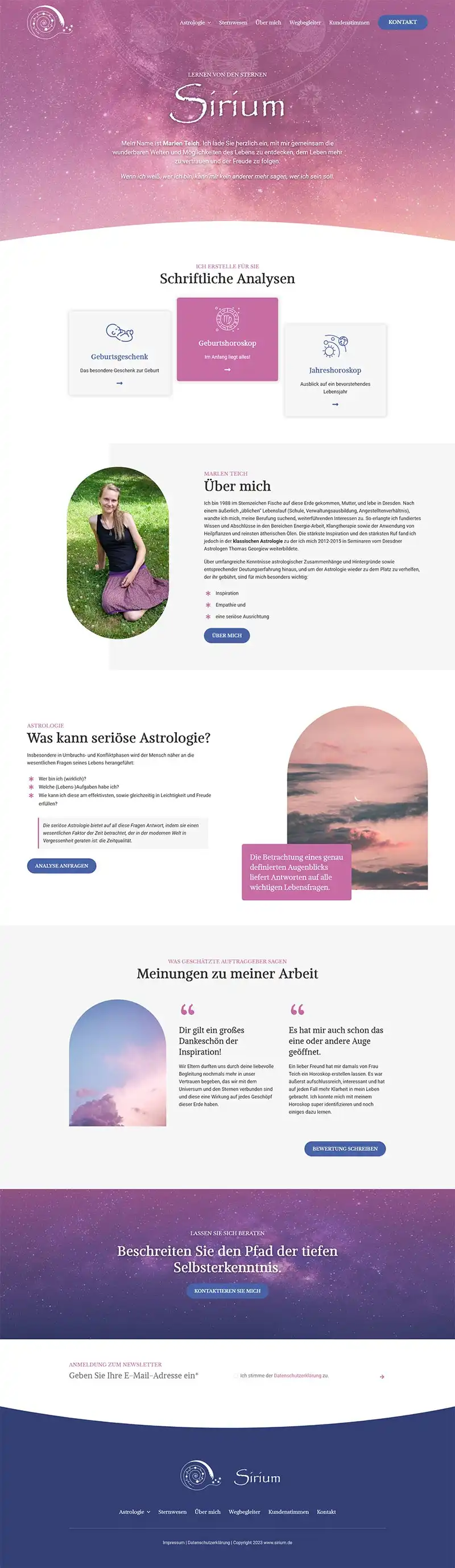Sirium - Screenshot Fullsize Startseite