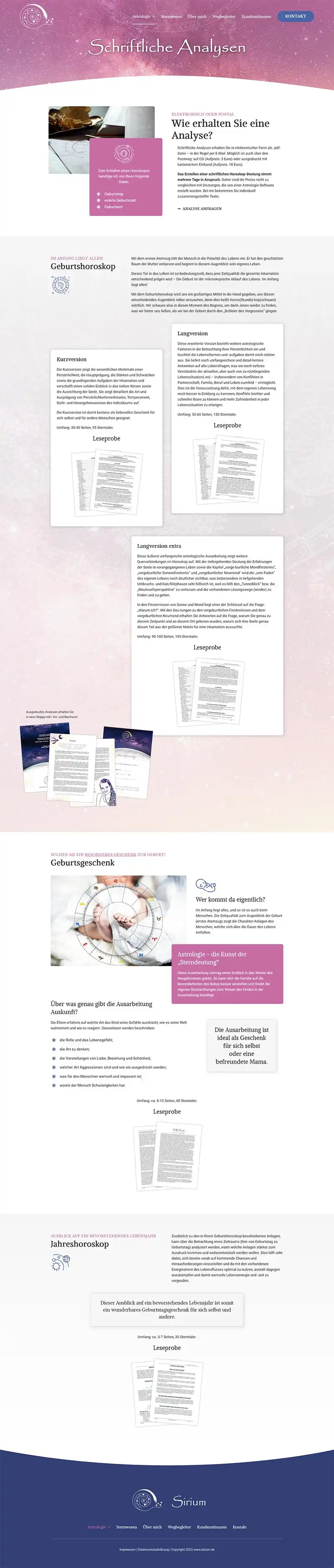 Sirium - Screenshot Fullsize Unterseite