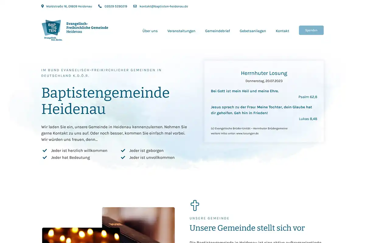 Baptistengemeinde Heidenau - Blog - Screenshot Desktop