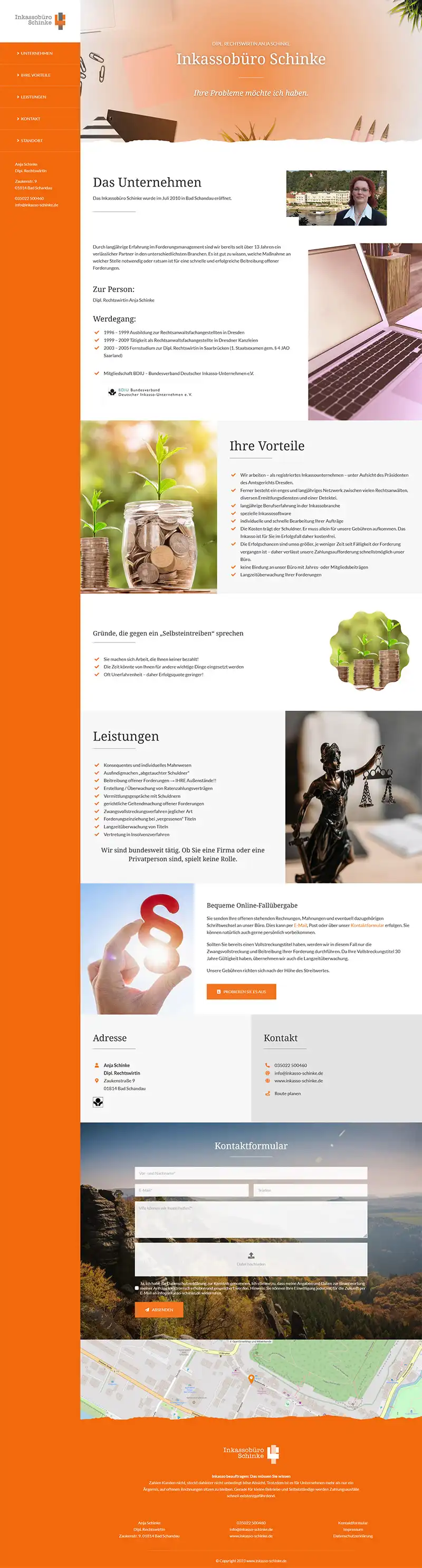 Inkassobüro Schinke aus Bad Schandau - Screenshot Fullsize Startseite