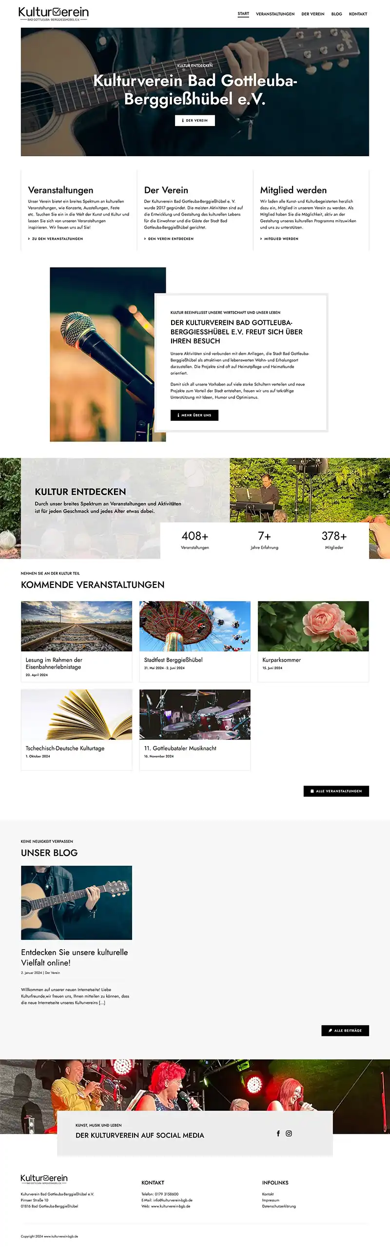 Kulturverein Bad Gottleuba-Berggießhübel e.V. - Screenshot Fullsize Startseite