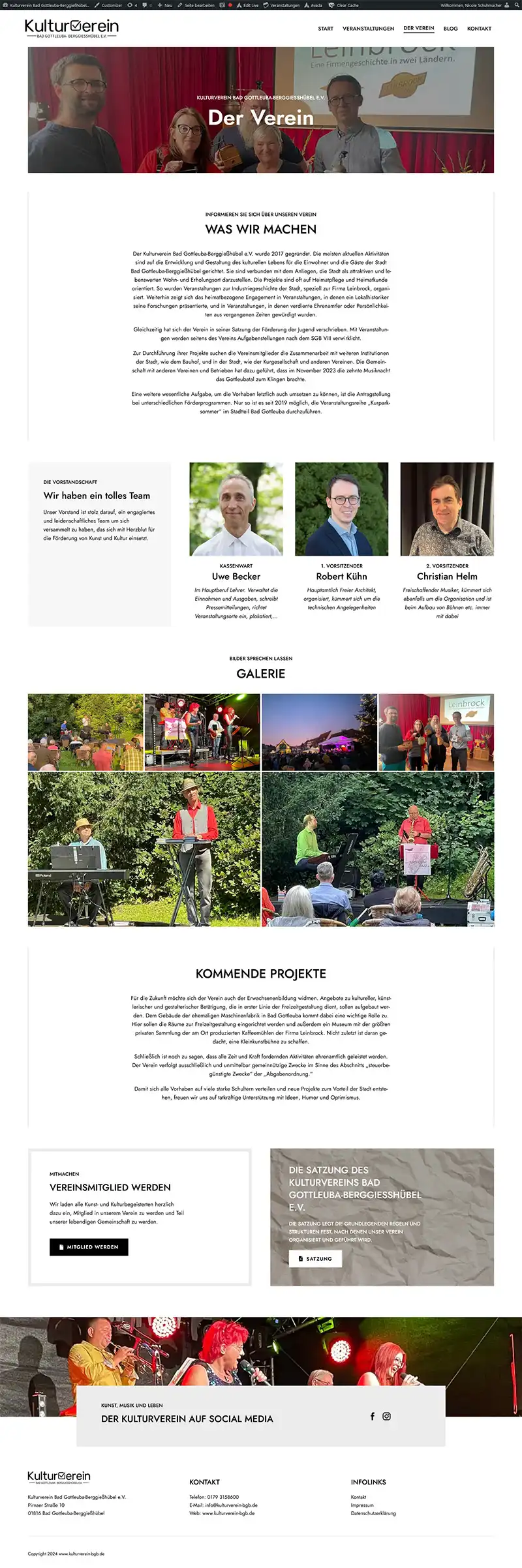Kulturverein Bad Gottleuba-Berggießhübel e.V. - Screenshot Fullsize Unterseite