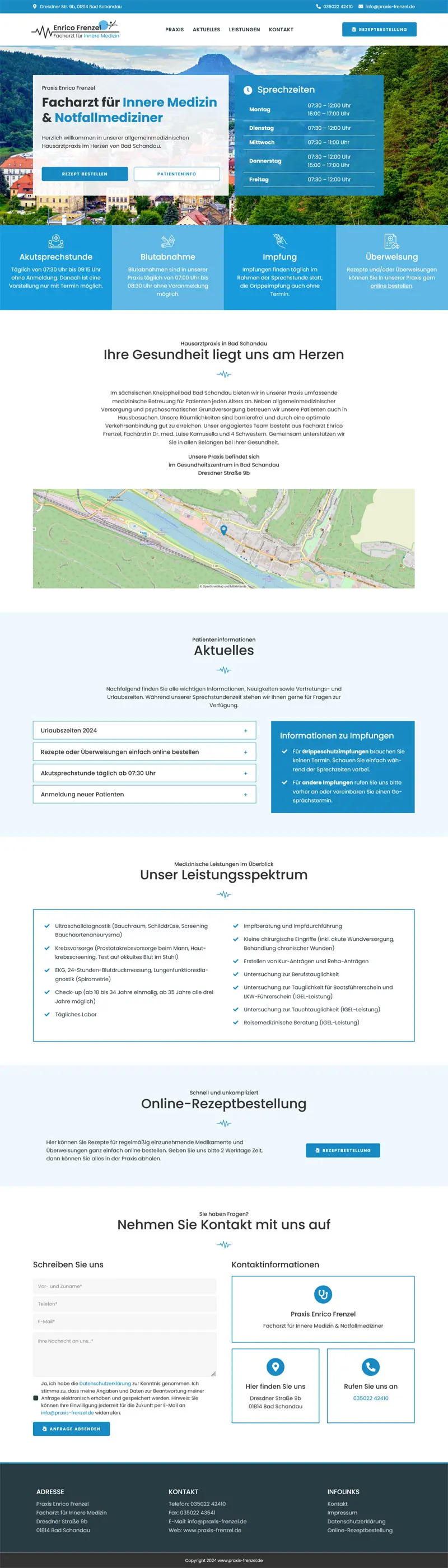 Praxis Enrico Frenzel - Screenshot Fullsize Startseite