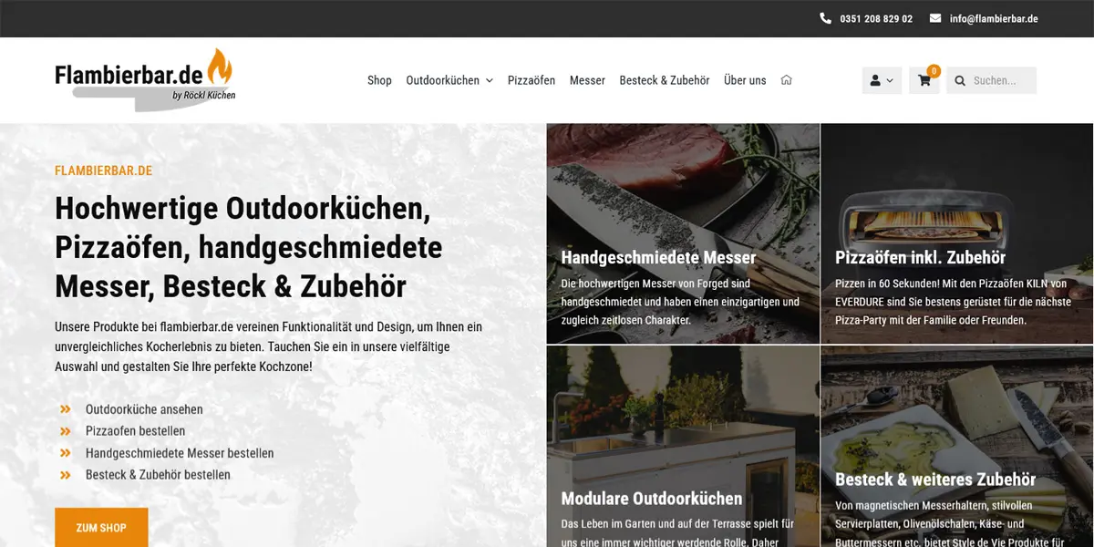 Flambierbar.de by Röckl Küchen - Onlineshop für Outdoorküchen, Pizzaöfen und handgeschmiedete Messer