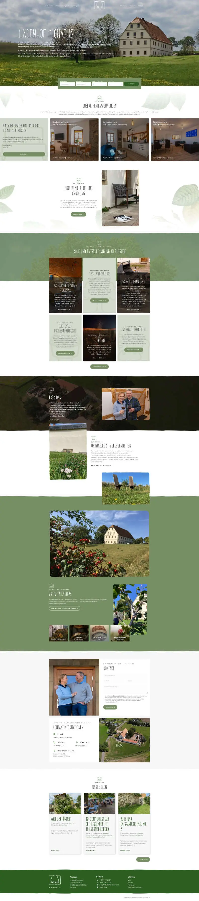 Lindenhof Michaelis - Urlaub auf dem historischen Gutshof - Screenshot Fullsize Startseite