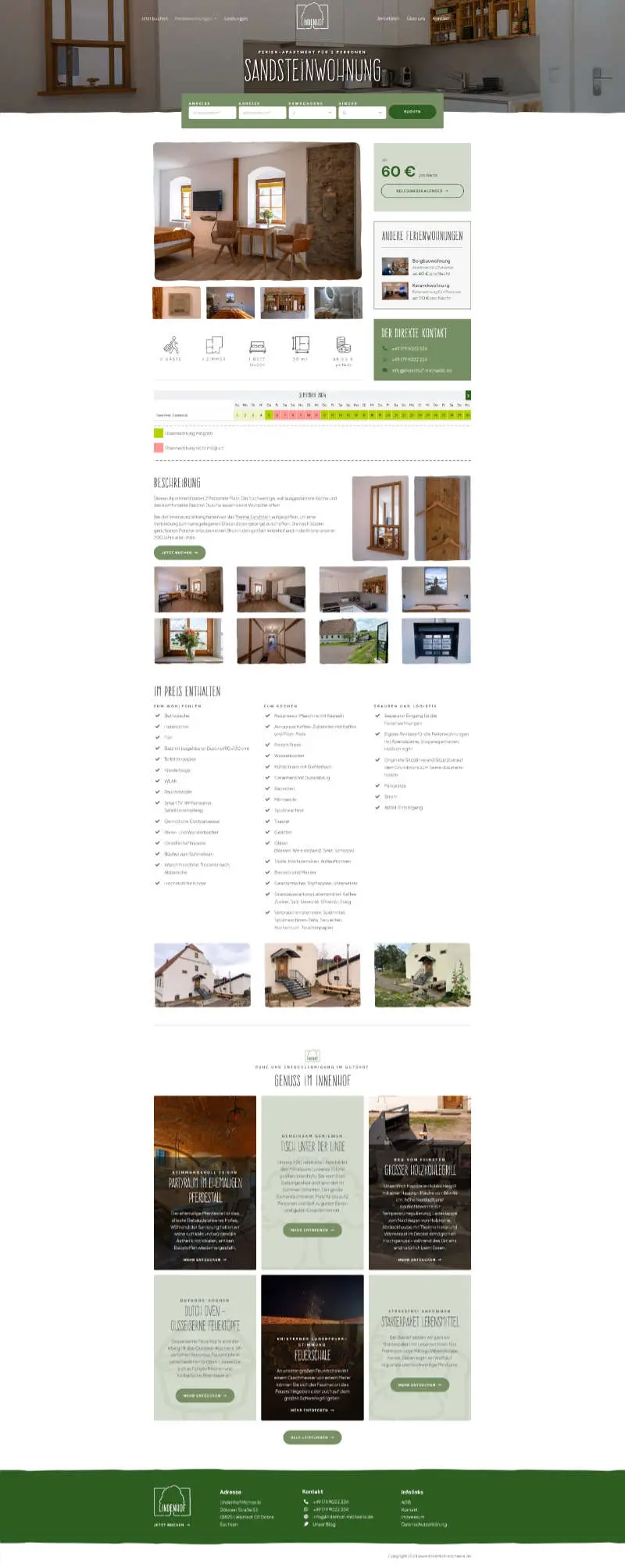 Lindenhof Michaelis - Urlaub auf dem historischen Gutshof - Screenshot Fullsize Unterseite